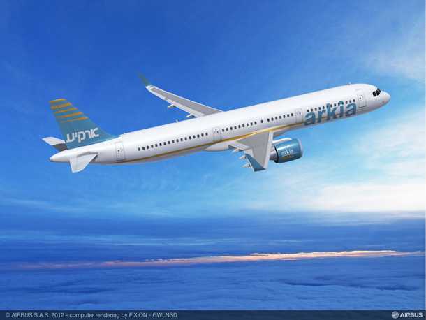 איירבס A321neo. אחד מארבעה איירבס חדשים ארקיע חתמה על הסכם רכישה ב-2012 עם איירבס. צילום: איירבס