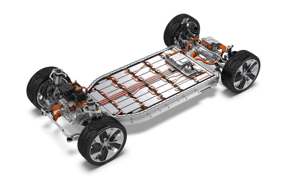 טויוטה ופנסוניק רוצות להיות ספקיות הסוללות הגדולות ביותר לרכב חשמלי. בצילום חתך של יגואר i-pace צילום: יגואר