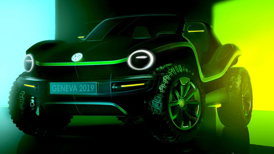 קונספט בלבד של פולקסווגן דיון באגי חשמלי - פלטפורמה מודולראית עתידית של VW. צילום: VW